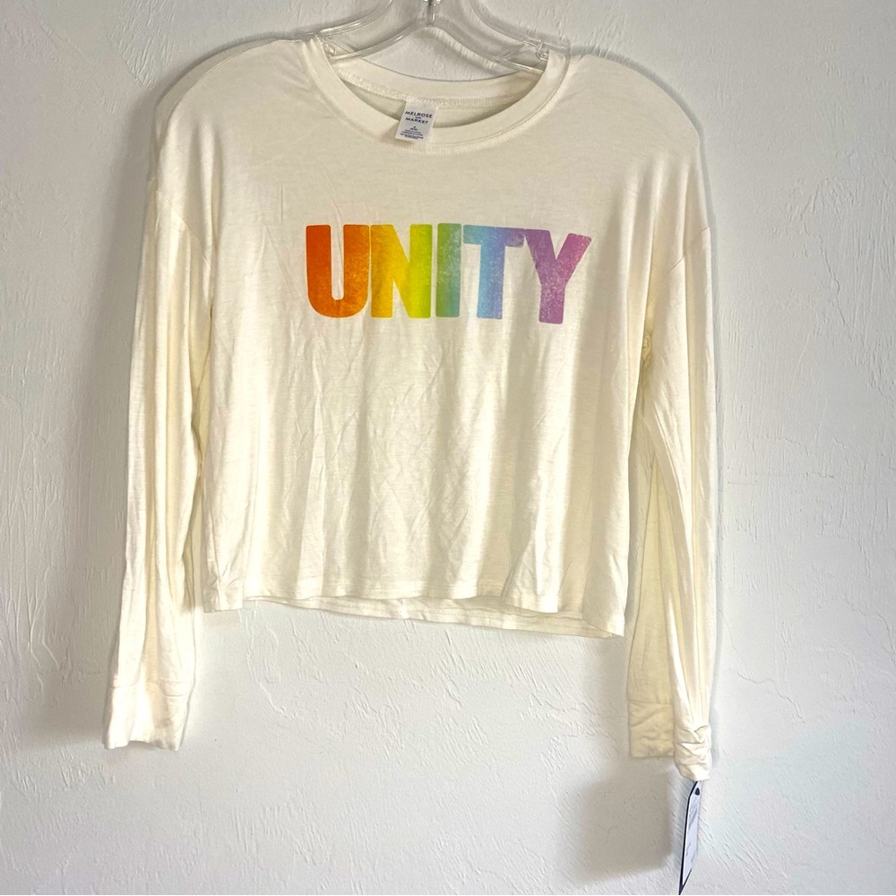 NWT Unity ivory long sleeve crop